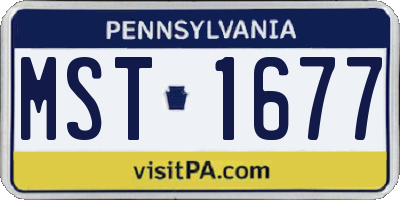 PA license plate MST1677