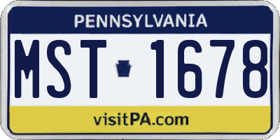 PA license plate MST1678