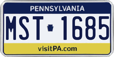 PA license plate MST1685