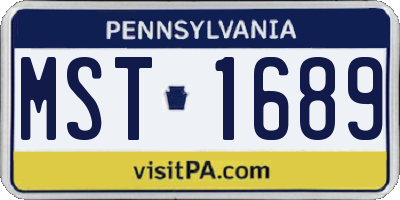 PA license plate MST1689
