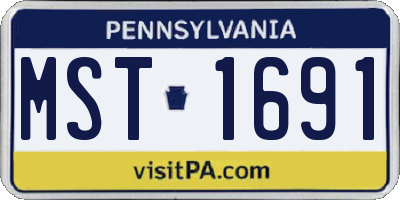 PA license plate MST1691