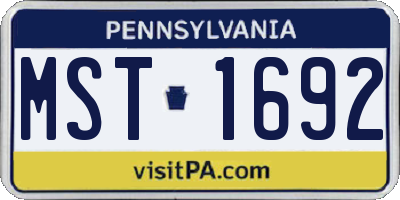 PA license plate MST1692