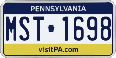 PA license plate MST1698