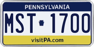 PA license plate MST1700