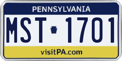 PA license plate MST1701