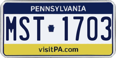 PA license plate MST1703