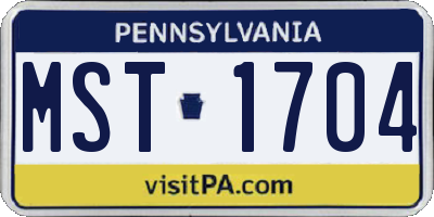 PA license plate MST1704