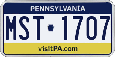 PA license plate MST1707