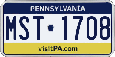PA license plate MST1708