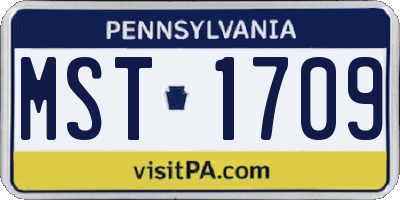 PA license plate MST1709
