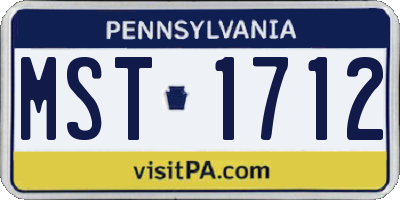 PA license plate MST1712