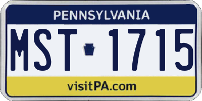 PA license plate MST1715
