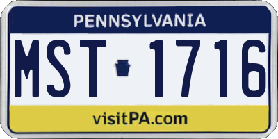PA license plate MST1716