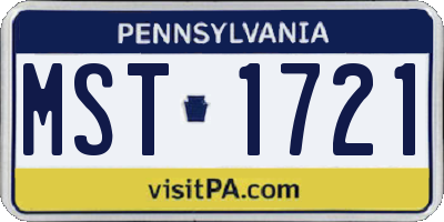 PA license plate MST1721