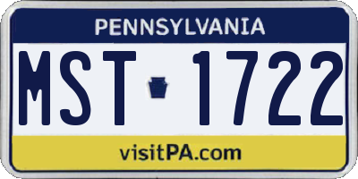 PA license plate MST1722