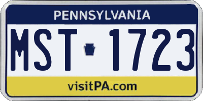 PA license plate MST1723