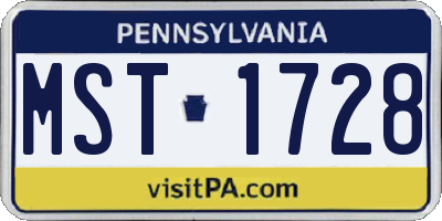 PA license plate MST1728