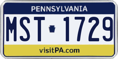 PA license plate MST1729