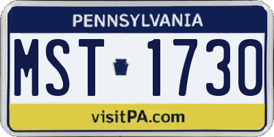 PA license plate MST1730