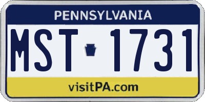 PA license plate MST1731
