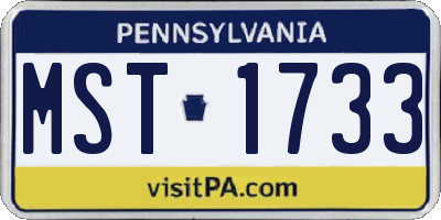 PA license plate MST1733
