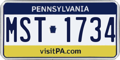 PA license plate MST1734