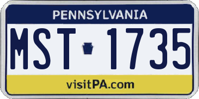 PA license plate MST1735