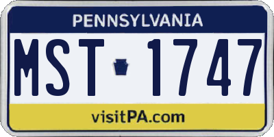 PA license plate MST1747