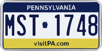 PA license plate MST1748