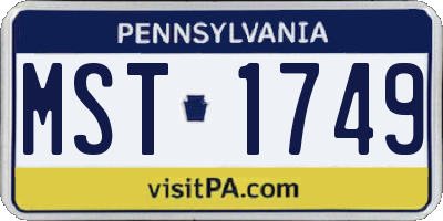 PA license plate MST1749