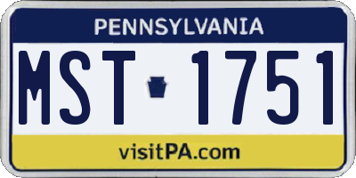 PA license plate MST1751