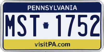 PA license plate MST1752