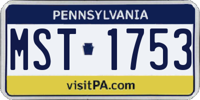 PA license plate MST1753