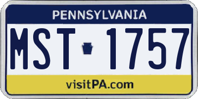 PA license plate MST1757