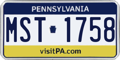 PA license plate MST1758