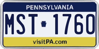 PA license plate MST1760