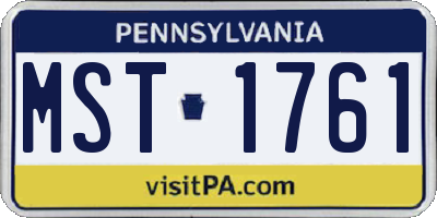 PA license plate MST1761