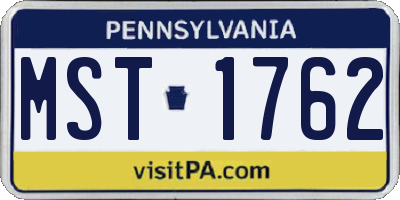 PA license plate MST1762