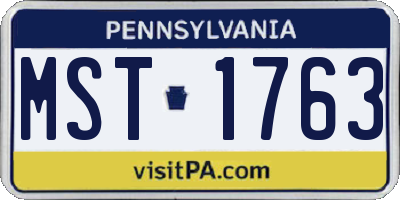 PA license plate MST1763
