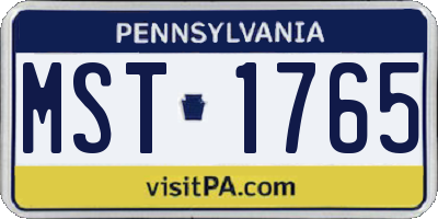 PA license plate MST1765