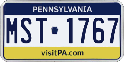 PA license plate MST1767