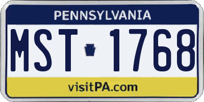 PA license plate MST1768