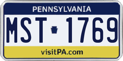 PA license plate MST1769