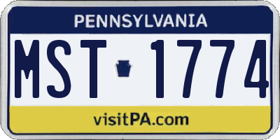 PA license plate MST1774