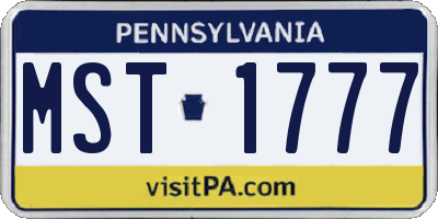 PA license plate MST1777