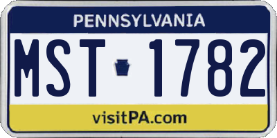 PA license plate MST1782