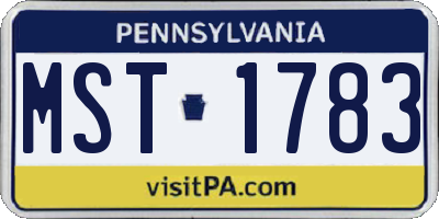 PA license plate MST1783