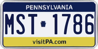 PA license plate MST1786