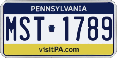 PA license plate MST1789