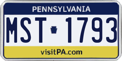 PA license plate MST1793